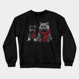 Best Friends Winter Cats and Dogs Lover Crewneck Sweatshirt